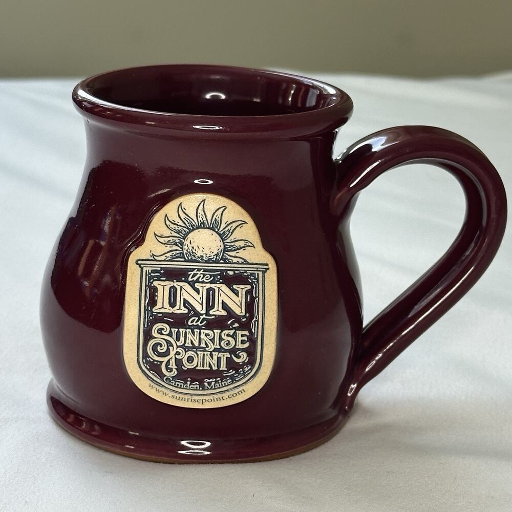 The Inn At Sunrise Point Camden Maine Burgundy Stoneware Mug Deneen Pottery